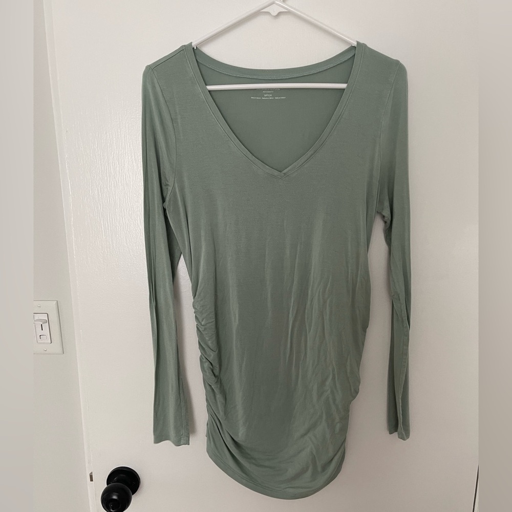 Motherhood Long Sleeve Sage Green Maternity Shirt